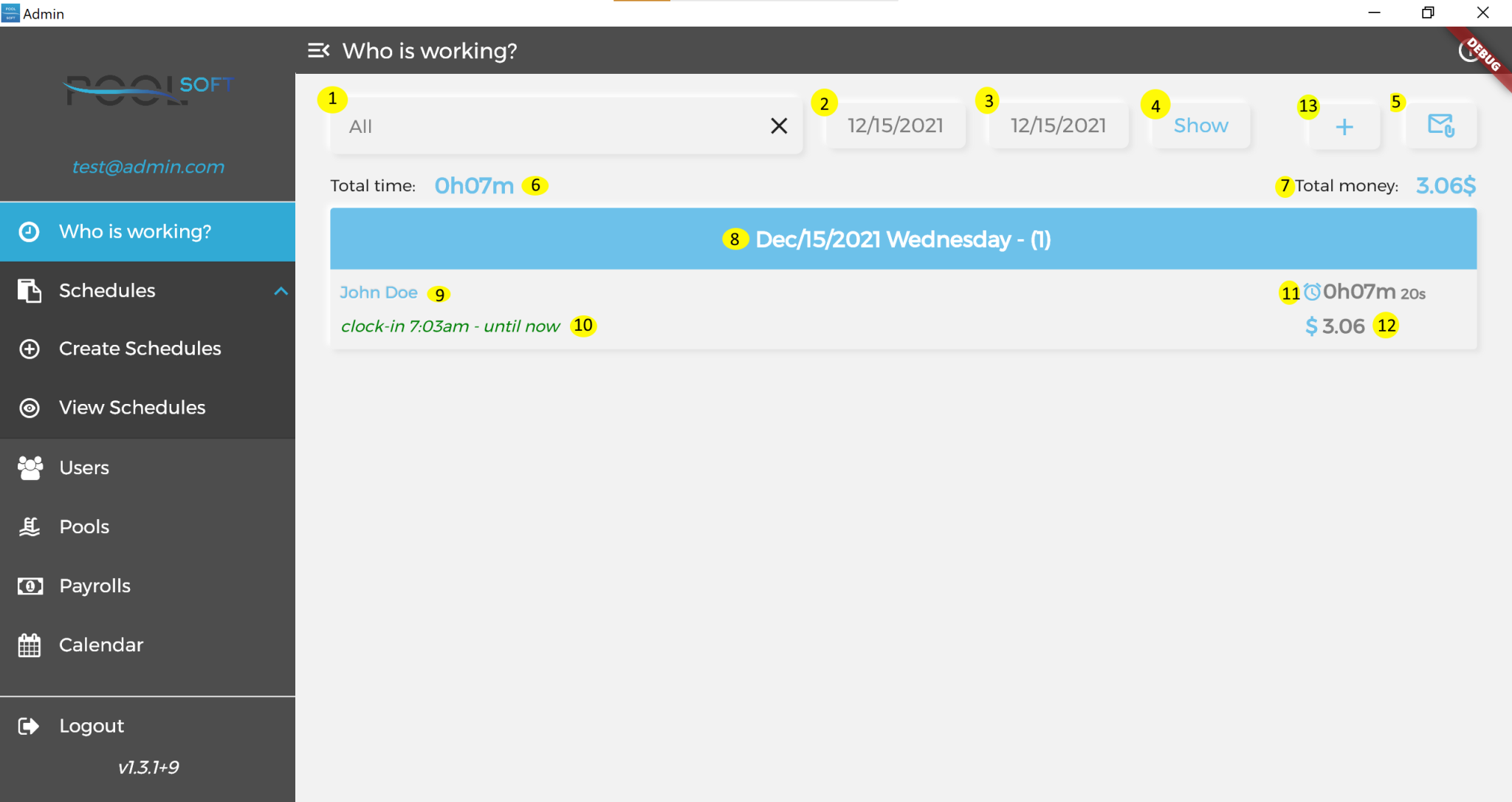 Admin App Who is working? – Pool Soft